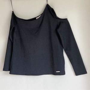 NWT MICHAEL Michael Kors One Shoulder Black Long Sleeve